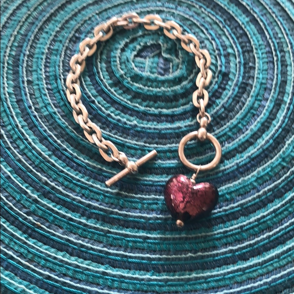 Purple Heart bracelet , silver band